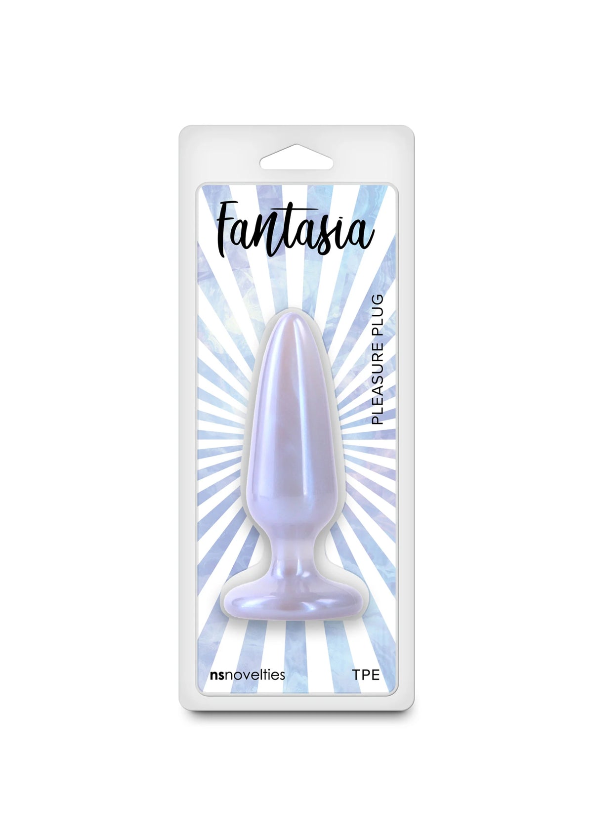 Verpakking voor Fantasia Pleasure Plug Small met lila plug en blauwe stralen