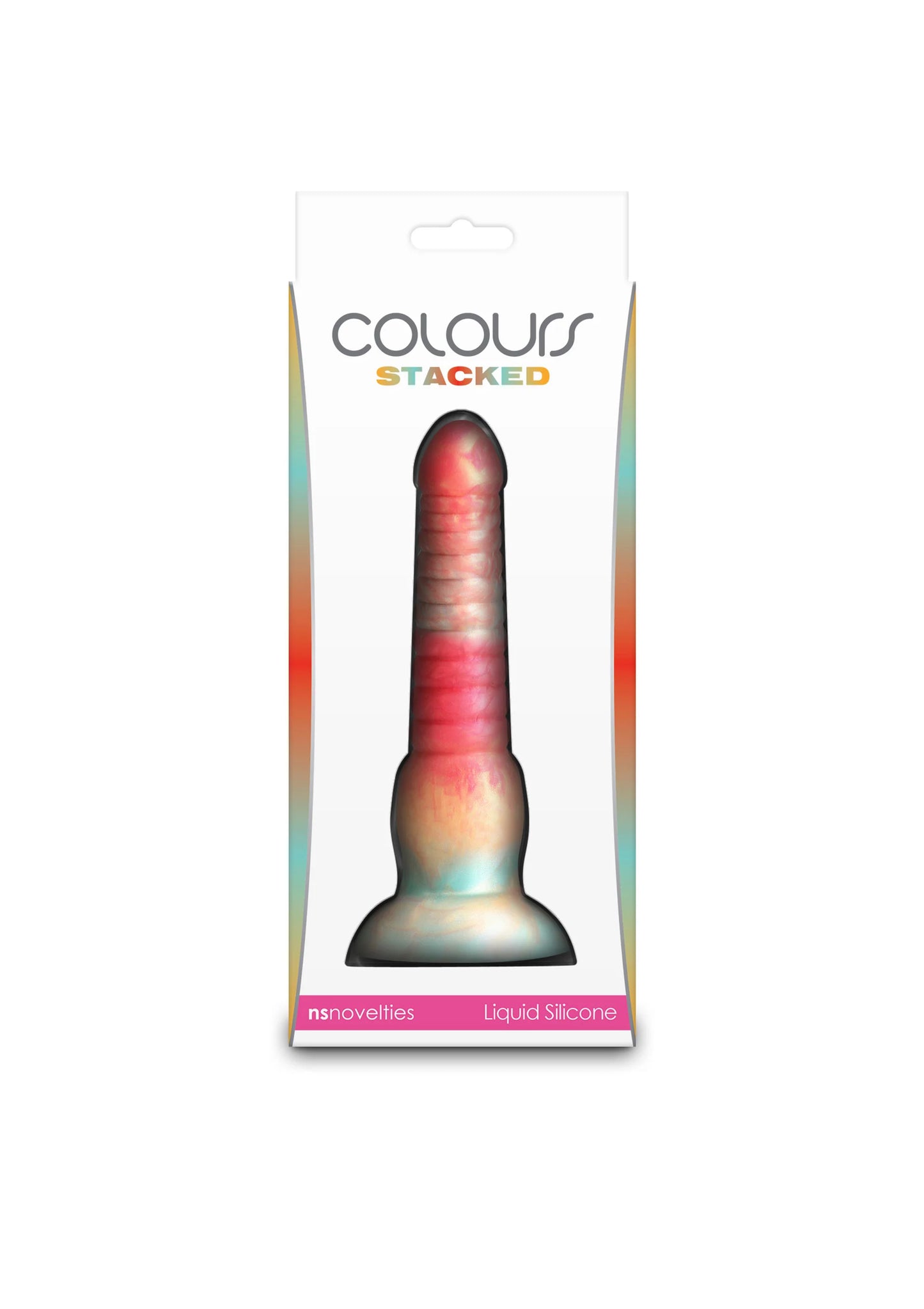 Verpakking: COLOUR STACKED 15 cm dildo van NS Novelties, rood met donkere tinten
