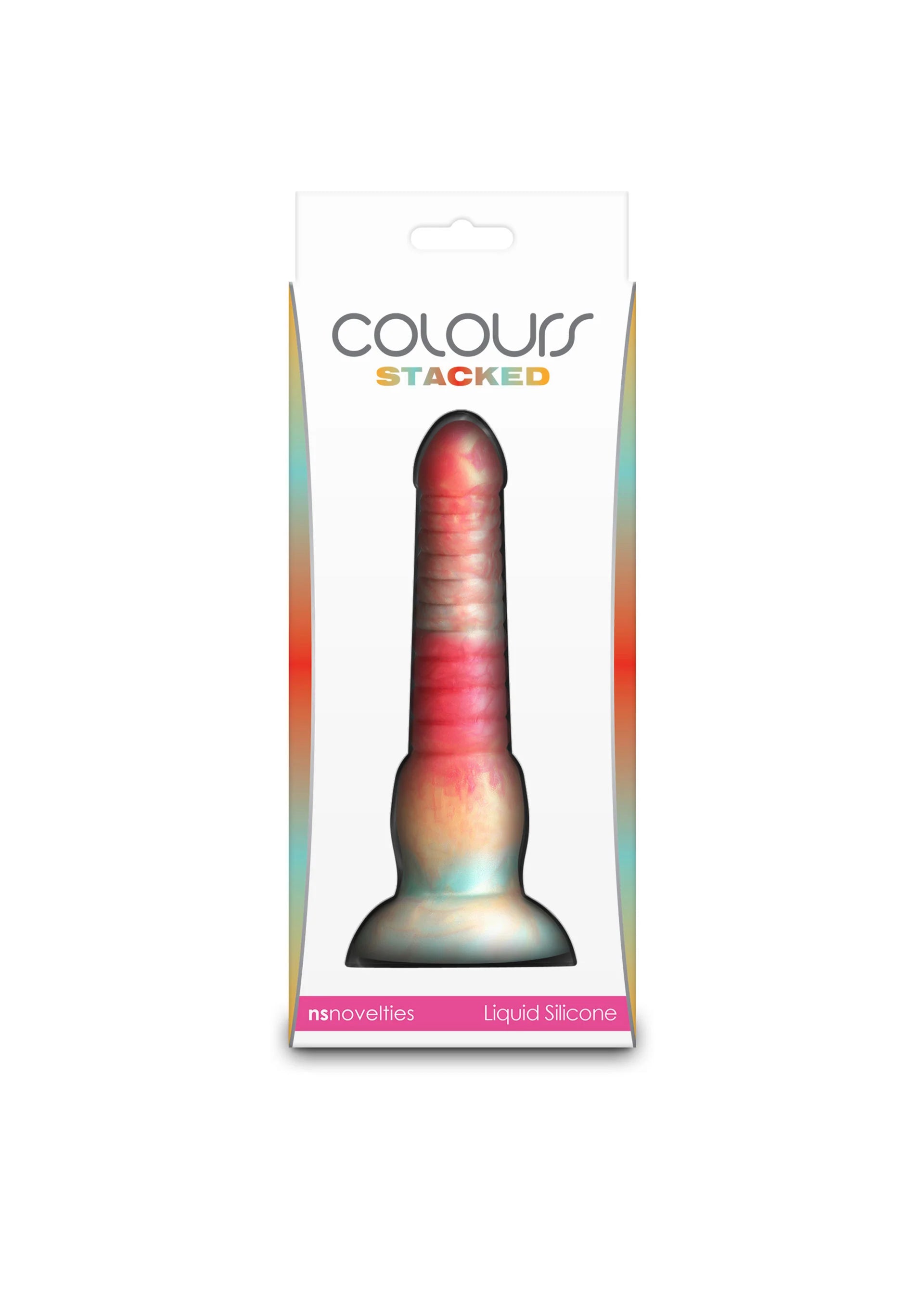 Verpakking: COLOUR STACKED 15 cm dildo van NS Novelties, rood met donkere tinten