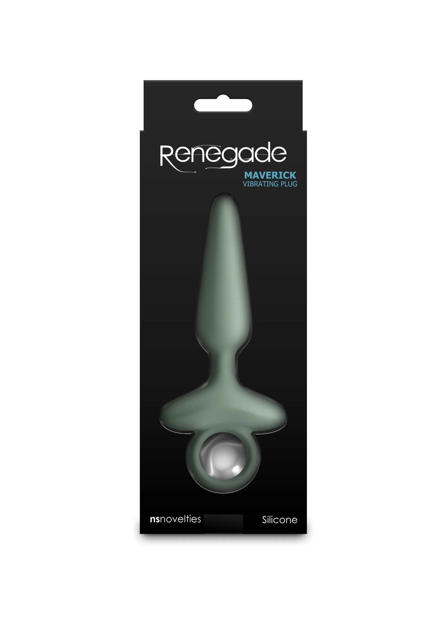 Verpakking van Renegade Maverick Green siliconen anale plug met ronde ring