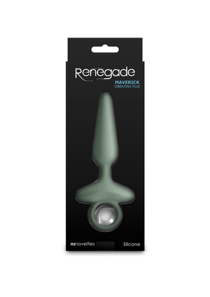 Verpakking van Renegade Maverick Green siliconen anale plug met ronde ring