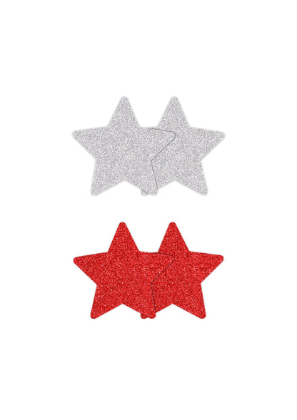 Bestel: Pasties Glitter Stars 2 Pair - bij Happytoys: de erotische sex webshop | liever Happy dan Easy ⭐⭐⭐⭐⭐ - Default Title - 19167 - RED
