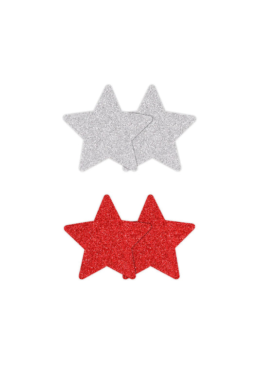 Bestel: Pasties Glitter Stars 2 Pair - bij Happytoys: de erotische sex webshop | liever Happy dan Easy ⭐⭐⭐⭐⭐ - Default Title - 19167 - RED