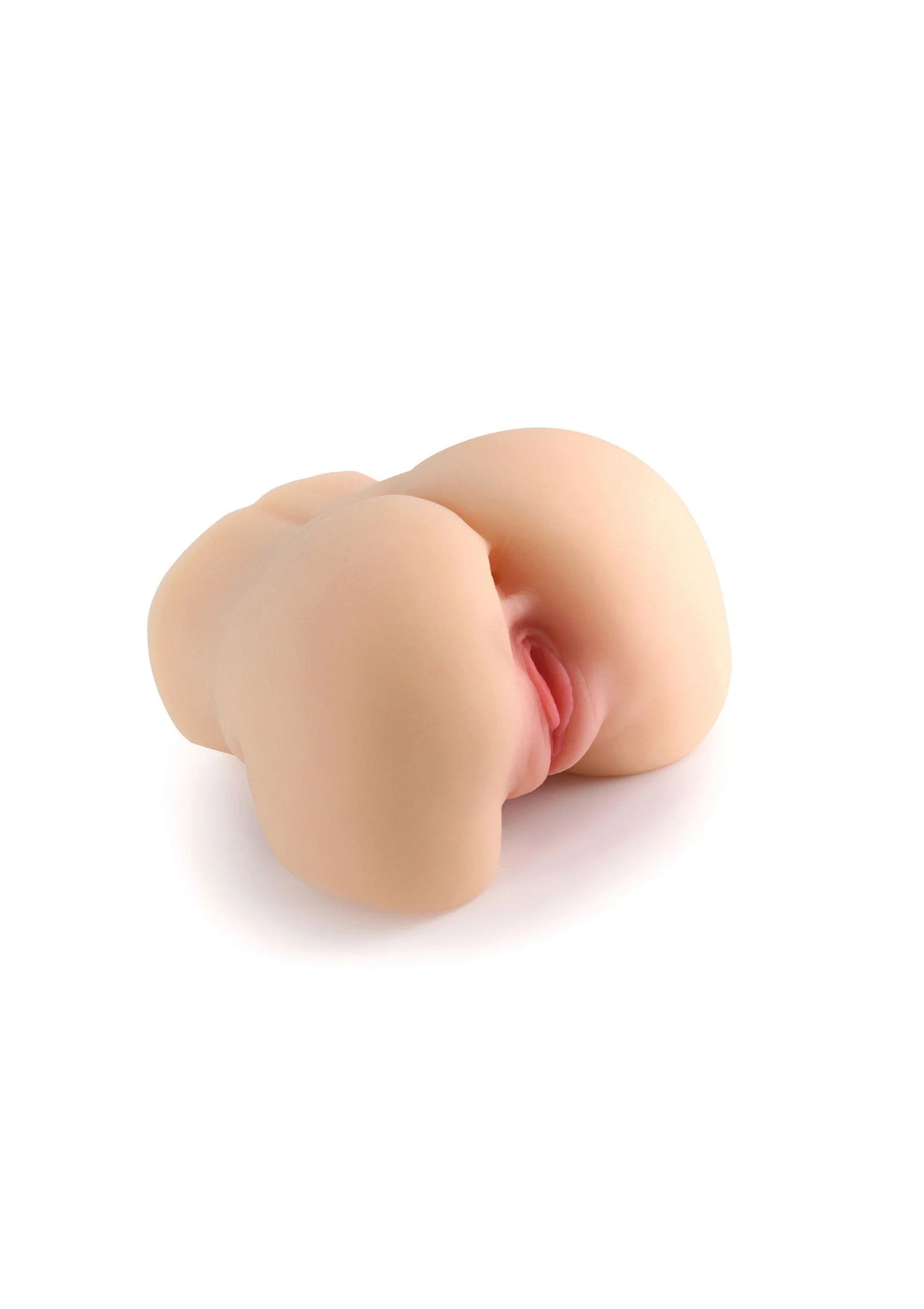 Beige realistische masturbator met ronde contouren en open uiteinde