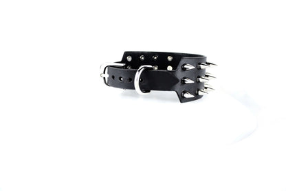 Black Spiked BDSM Collar – Leather Submissive Collar with O-Ring - Happytoys Sexshop: online sex shop for Feeling Happy & Easy 😊 - Discreet geleverd