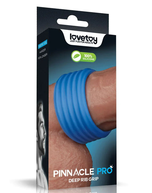 LoveToy - Pinnacle Pro - Deep Rib Grip Ring - Blauw - Happytoys Sexshop: Toys for Feeling Happy & Easy 😊 - Discreet geleverd