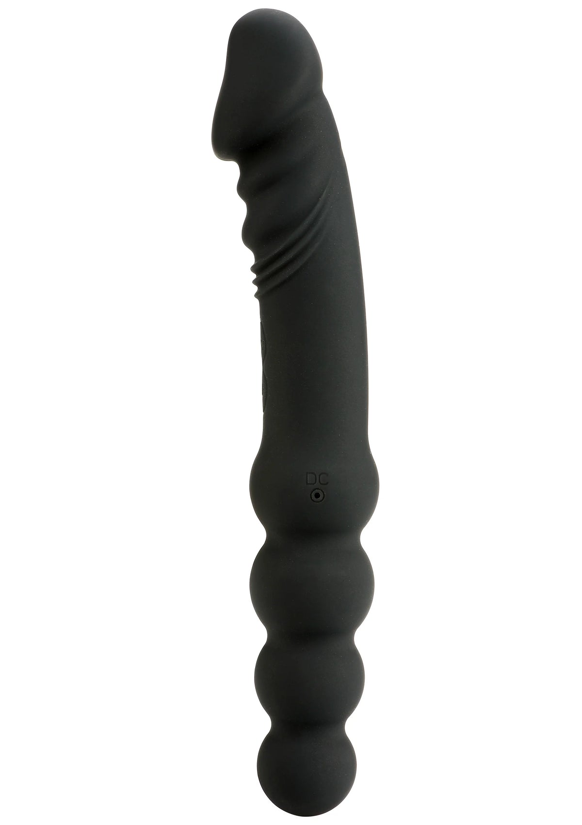 Donkere siliconen anale vibrator met brede basis en ronde uiteinden