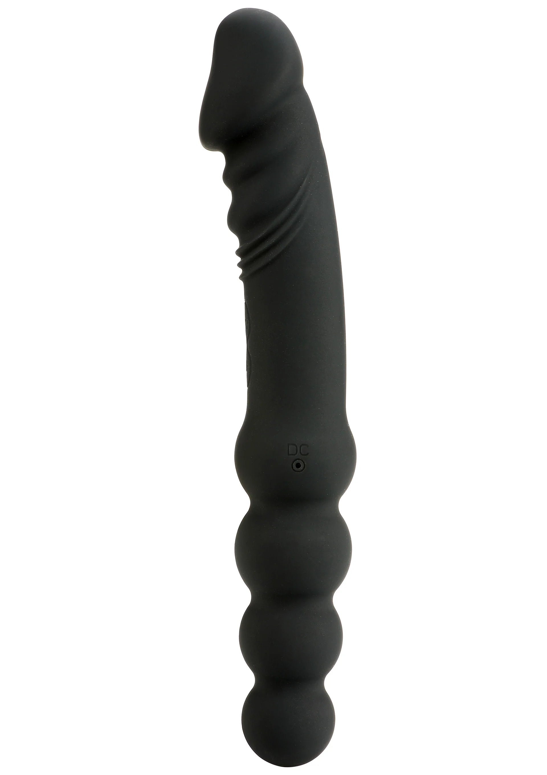 Donkere siliconen anale vibrator met brede basis en ronde uiteinden