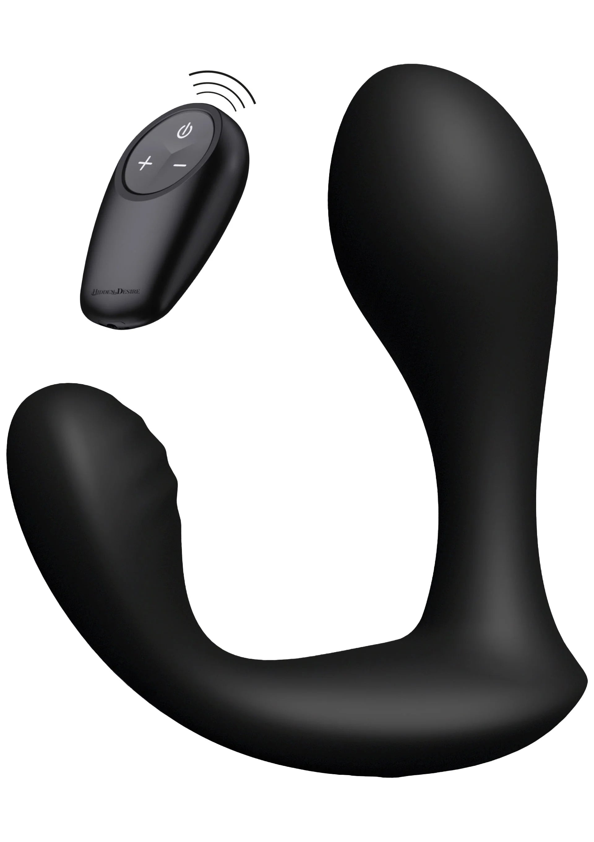 Zwarte anale plug vanuit andere hoek met afgeronde basis en glad silhouet