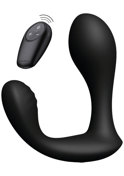 Zwarte anale plug vanuit andere hoek met afgeronde basis en glad silhouet