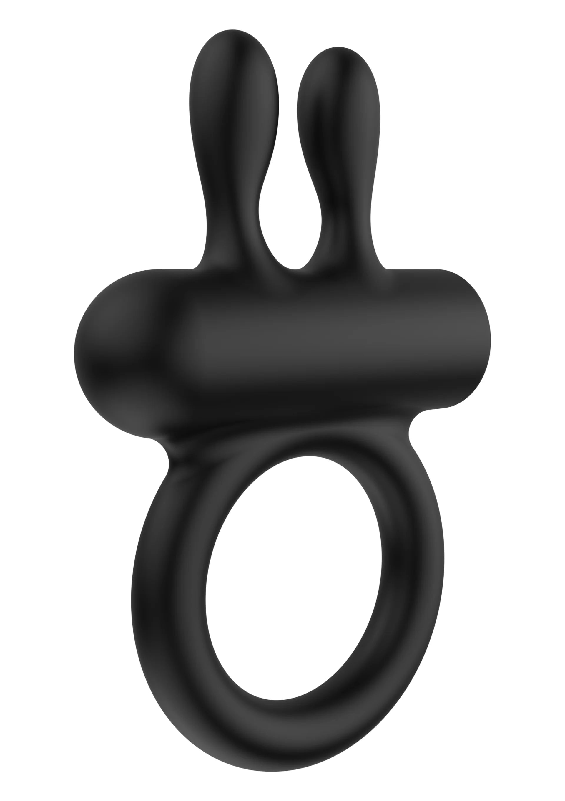 Zwarte siliconen C-ring vibrator met dubbele pootjes en open ovaalvormige ring