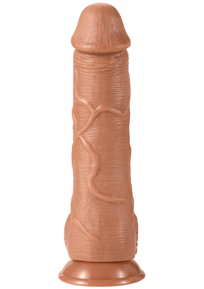 Realistische PVC-dildo met kegelvormige top en brede voet, huidkleurig