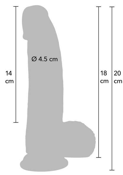 Realistische dildo van vloeibare siliconen, Ø4,5 cm en 14 cm