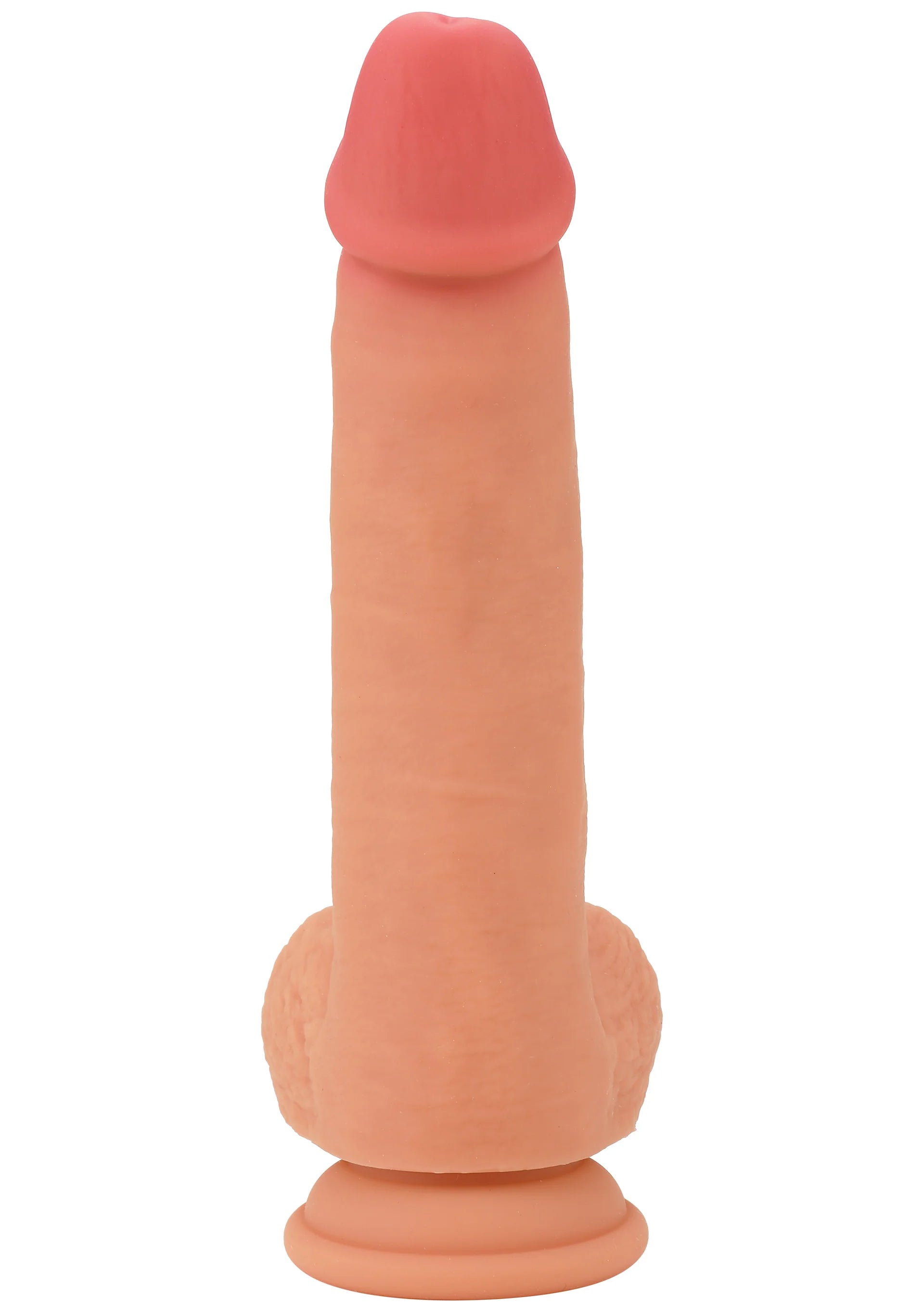 Zalmroze vloeibare siliconen dildo, recht model met ronde voet