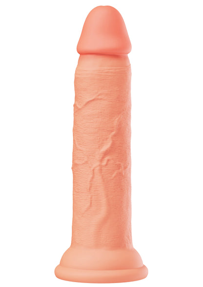 Roze vloeibare siliconen dildo met brede kop en ronde basis