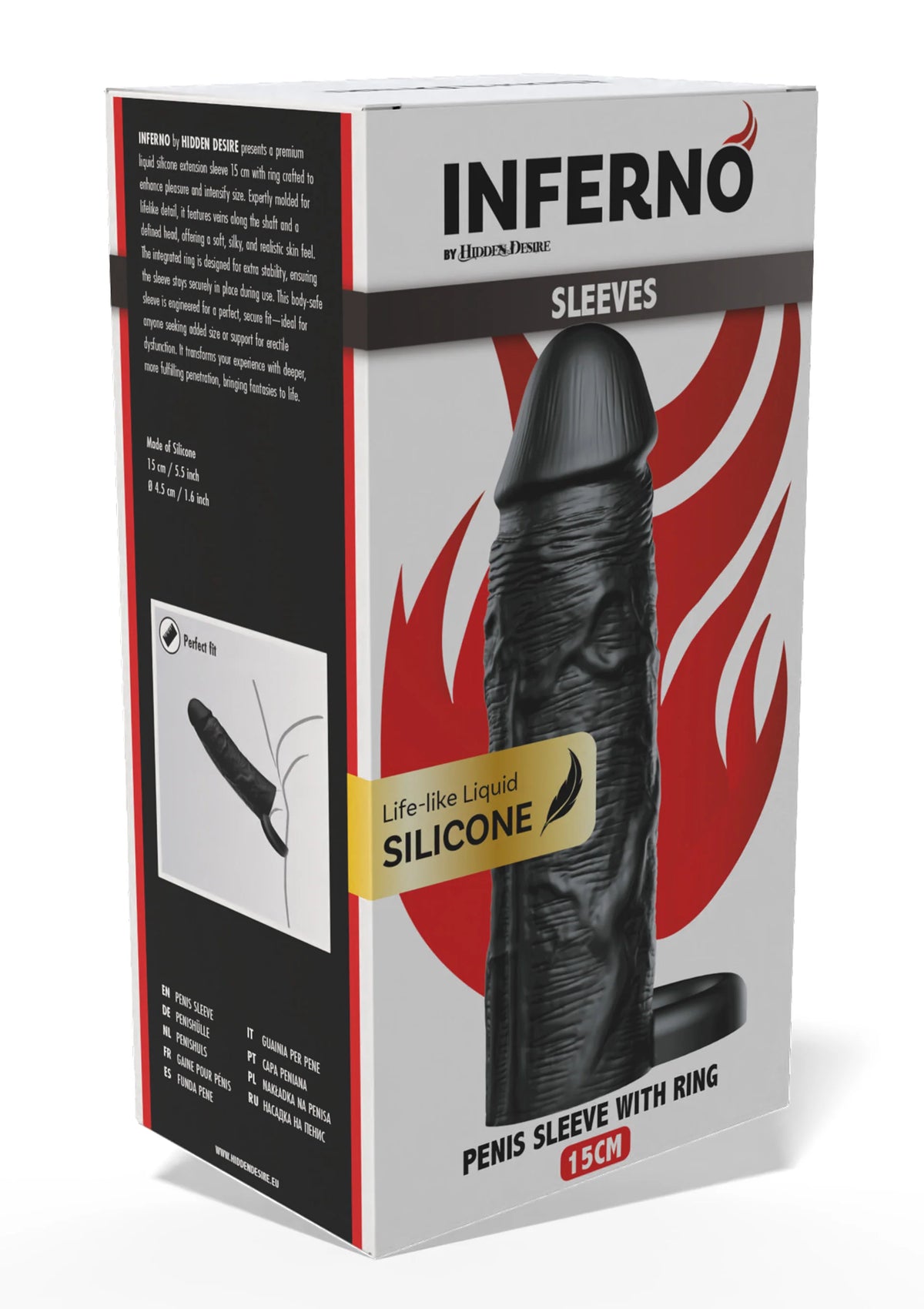Bestel: Penis Sleeve Liquid Silicone Ring 15 cm by Hidden Desire Inferno - bij Happytoys.nl, happytoys.be, Happytoys.ae: erotische sex webshop | liever Happy dan Easy ⭐⭐⭐⭐⭐