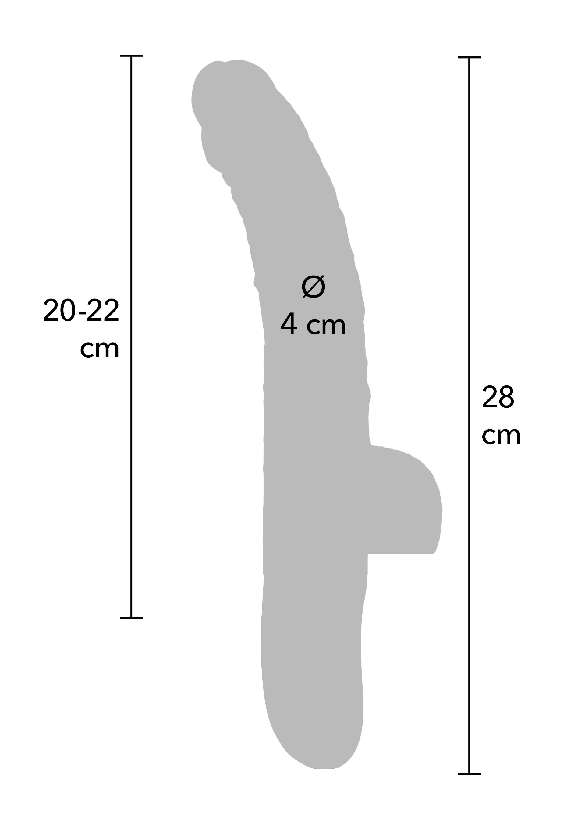 Vibrator-afmetingen: hoogte tot 28 cm, ø 4 cm
