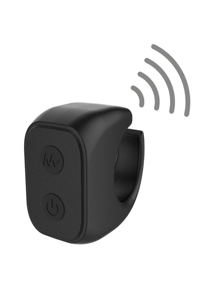 Zwarte vibrerende afstandsbediening met aan/uit-knop en trilsymbool