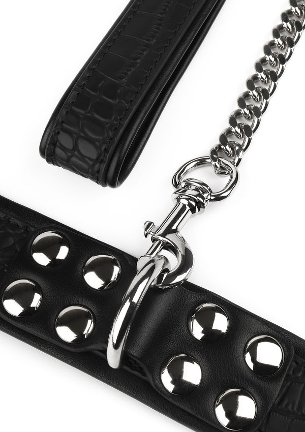 Croc-Embossed Collar & Leash by Feros Avanza