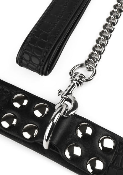 Croc-Embossed Collar & Leash by Feros Avanza