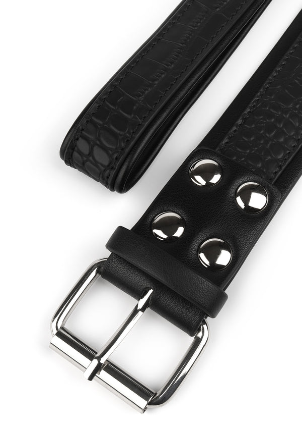 Croc-Embossed Collar & Leash by Feros Avanza