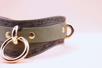 Submissive Necklace Avocado Green Leather Choker | Discreet Day Collar