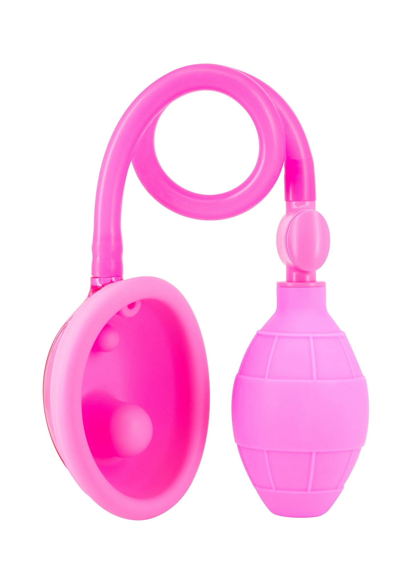 Roze vaginale pomp met ringslang en kegelvormige pompkolf