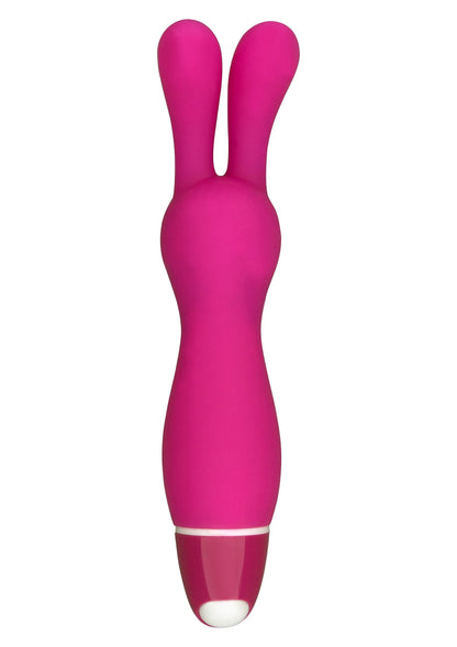 Konijnvormige vibrator in fuchsia met ronde punt en dubbele oren