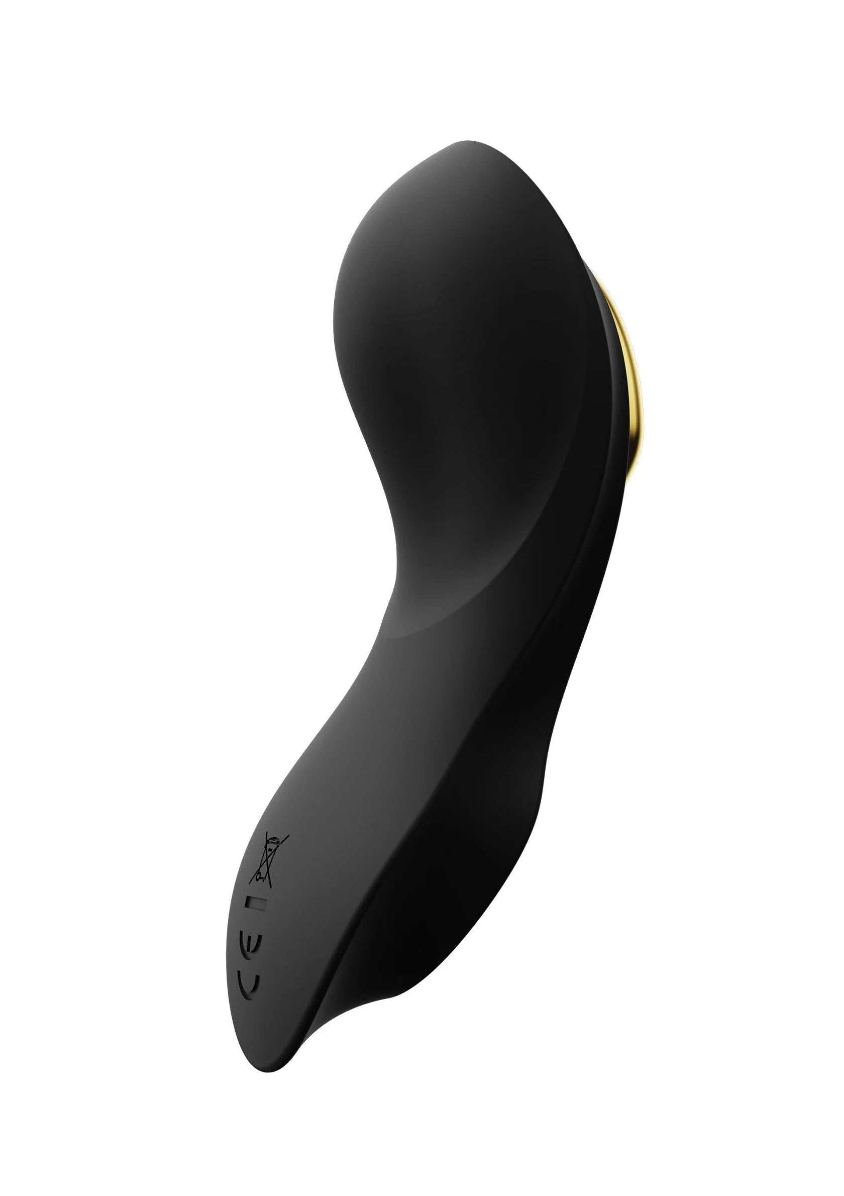 Zwarte draagbare vibrator met knoppen op de zijkant