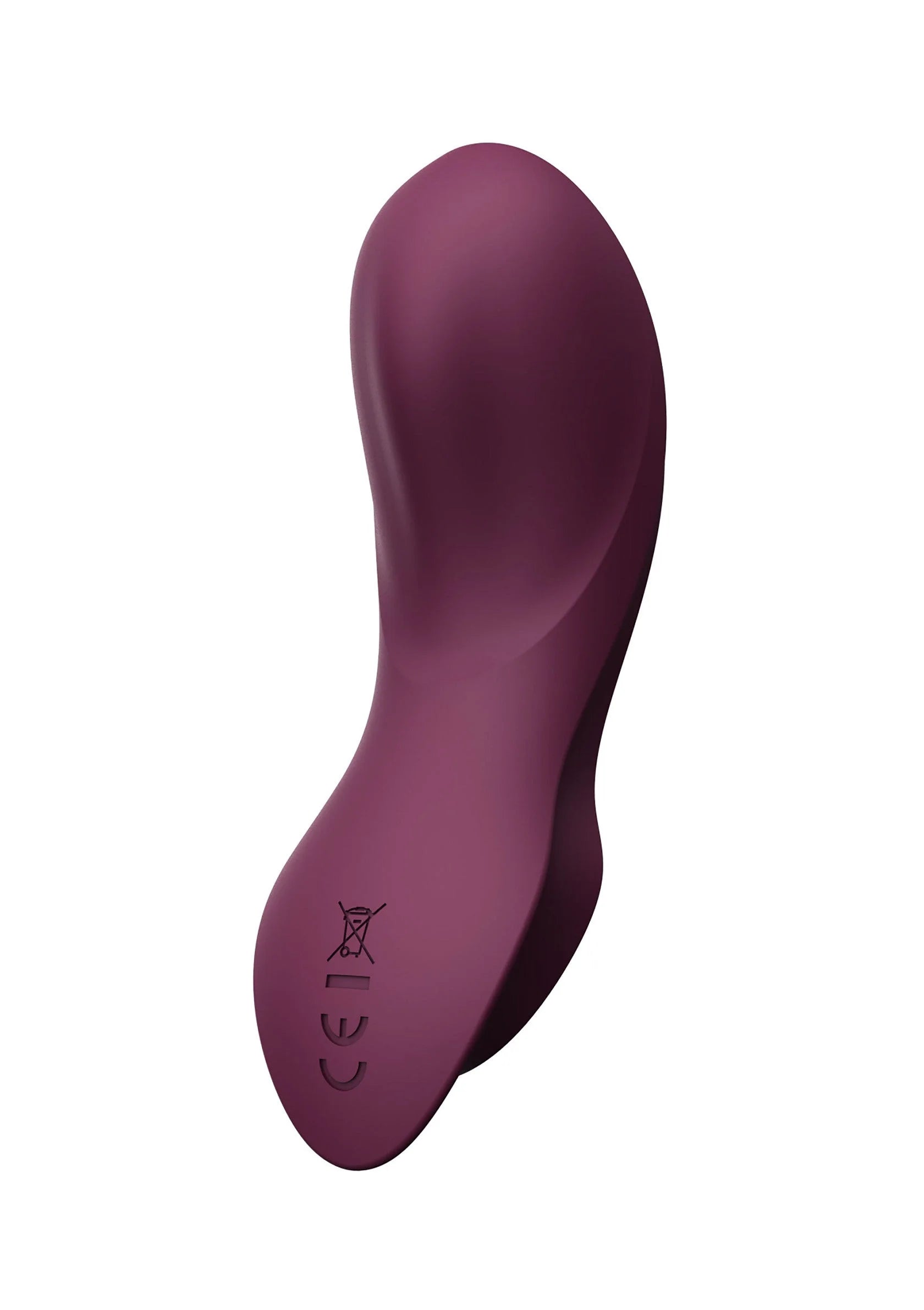 Draagbare vibrator Zalo bordeauxrood, ovale vorm met bedieningspictogrammen.