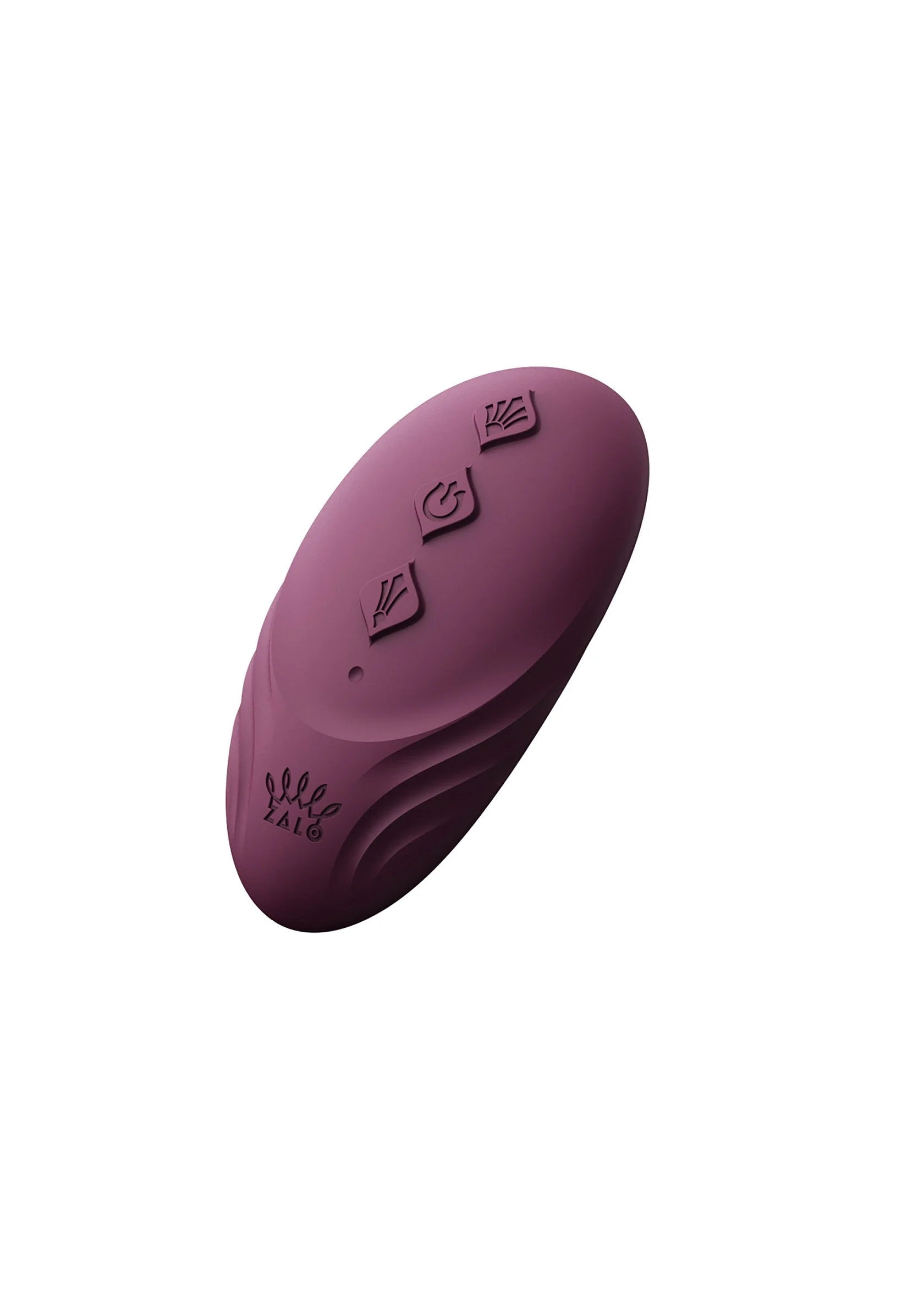Draagbare vibrator Zalo bordeauxrood, achterzijde met bedieningspictogrammen.