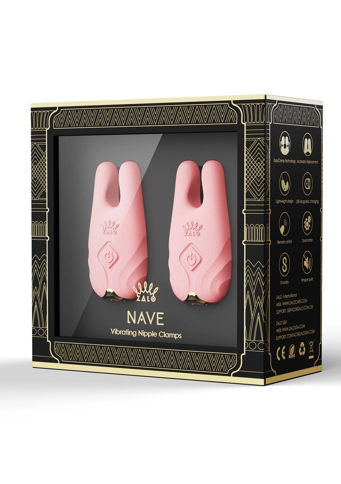 Nave Vibrating Nipple Clamps Pink by Zalo