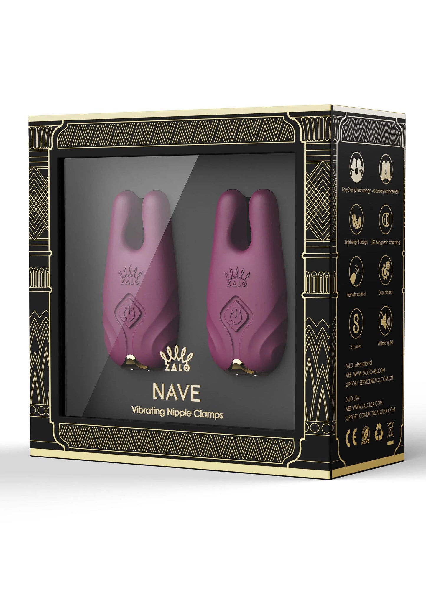 Nave Vibrating Nipple Clamps Pink by Zalo
