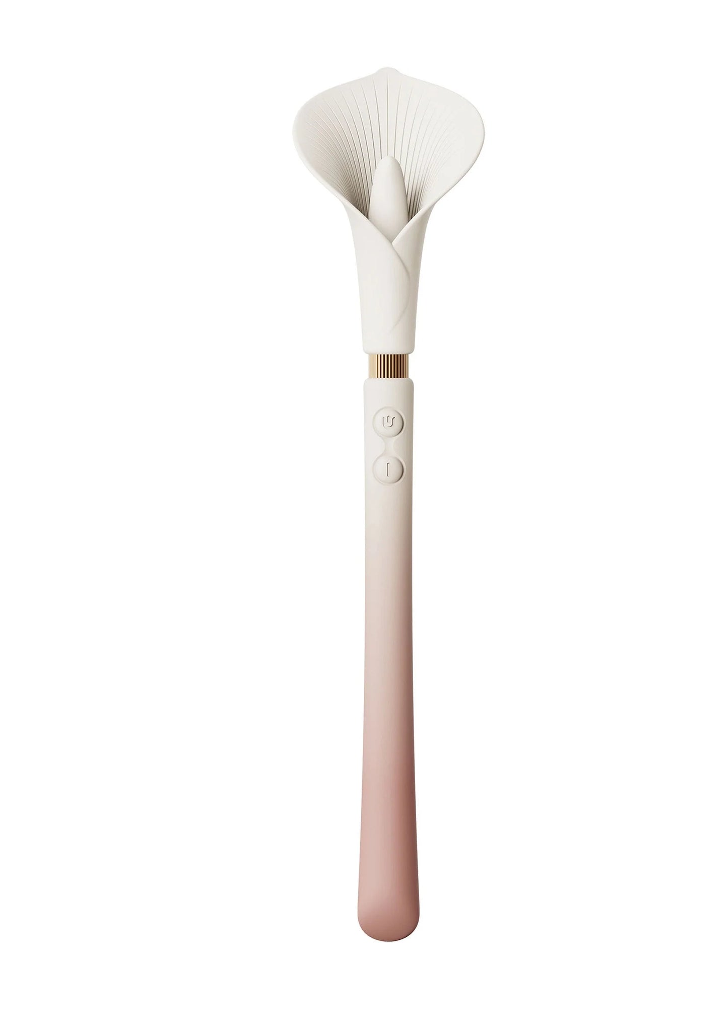 Witte Calla vibrerende stimulator met bloemvormige kop en knoppen op handvat