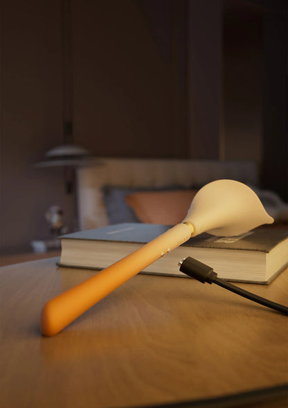 Gele/lichte Calla-trilstimulator met bloemvormige kop en kabel