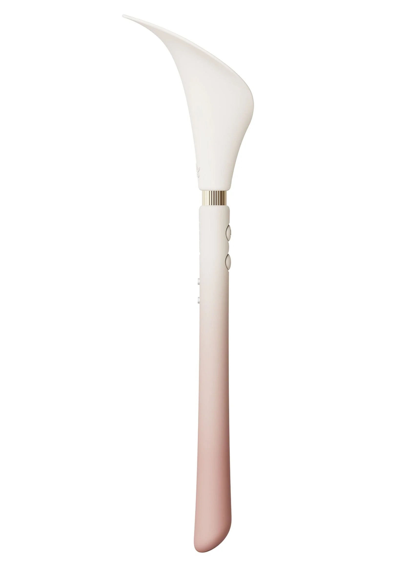 Witte Calla-trilstimulator, vrijstaand met bloemkop en lang handvat