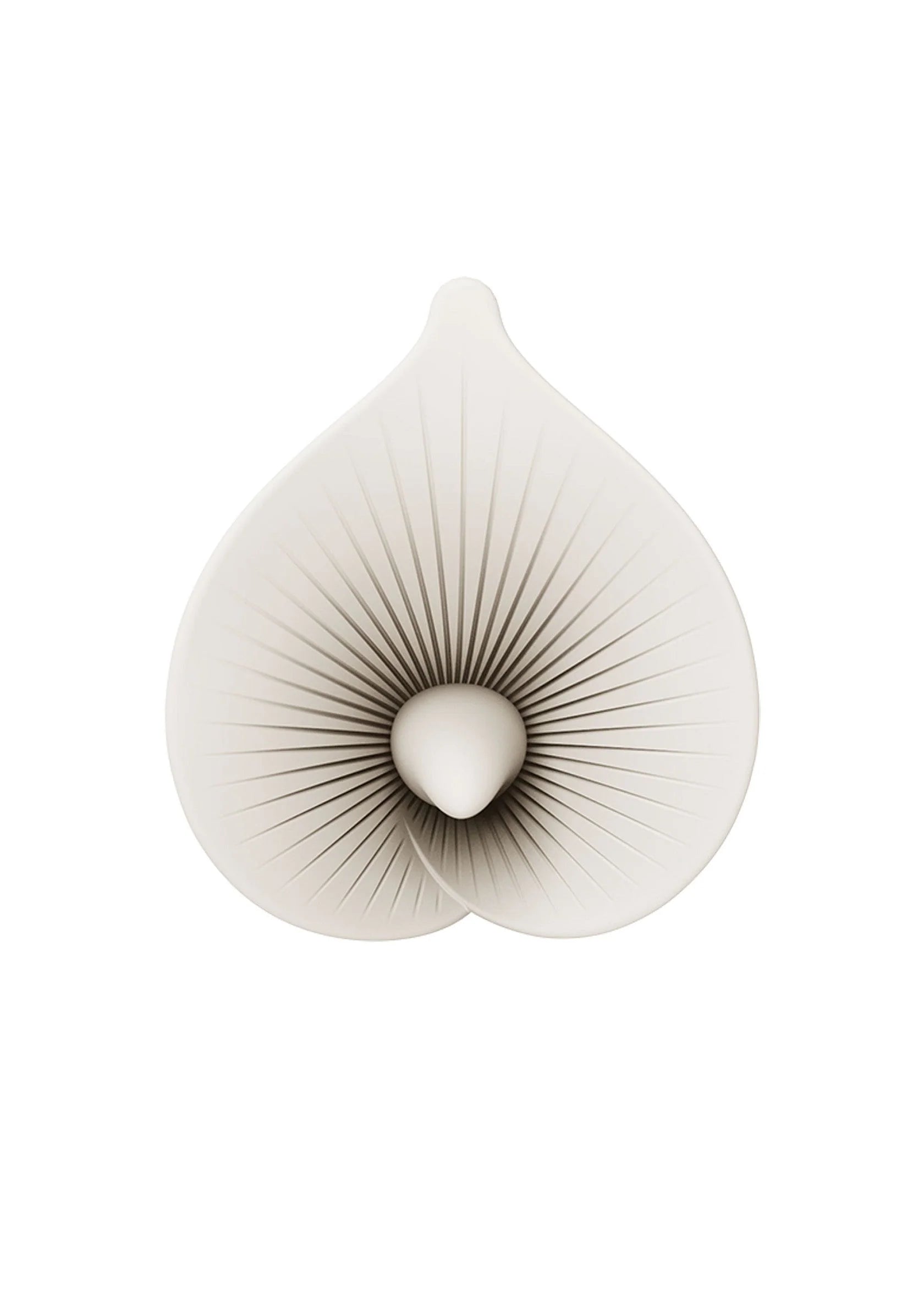 Witte bloemvormige kop van een vibrerende stimulator met centraal rond detail