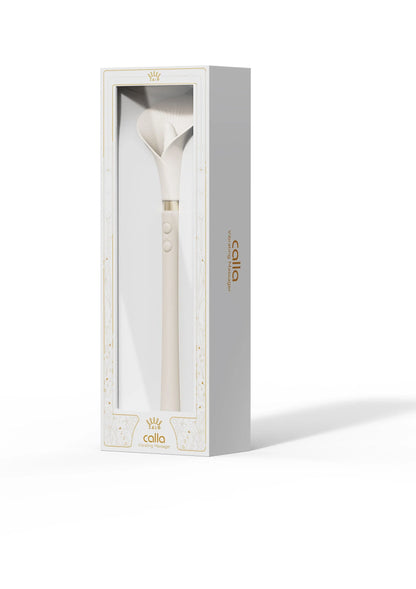 Verpakte witte vibrerende stimulator Zalo in doos met productfoto