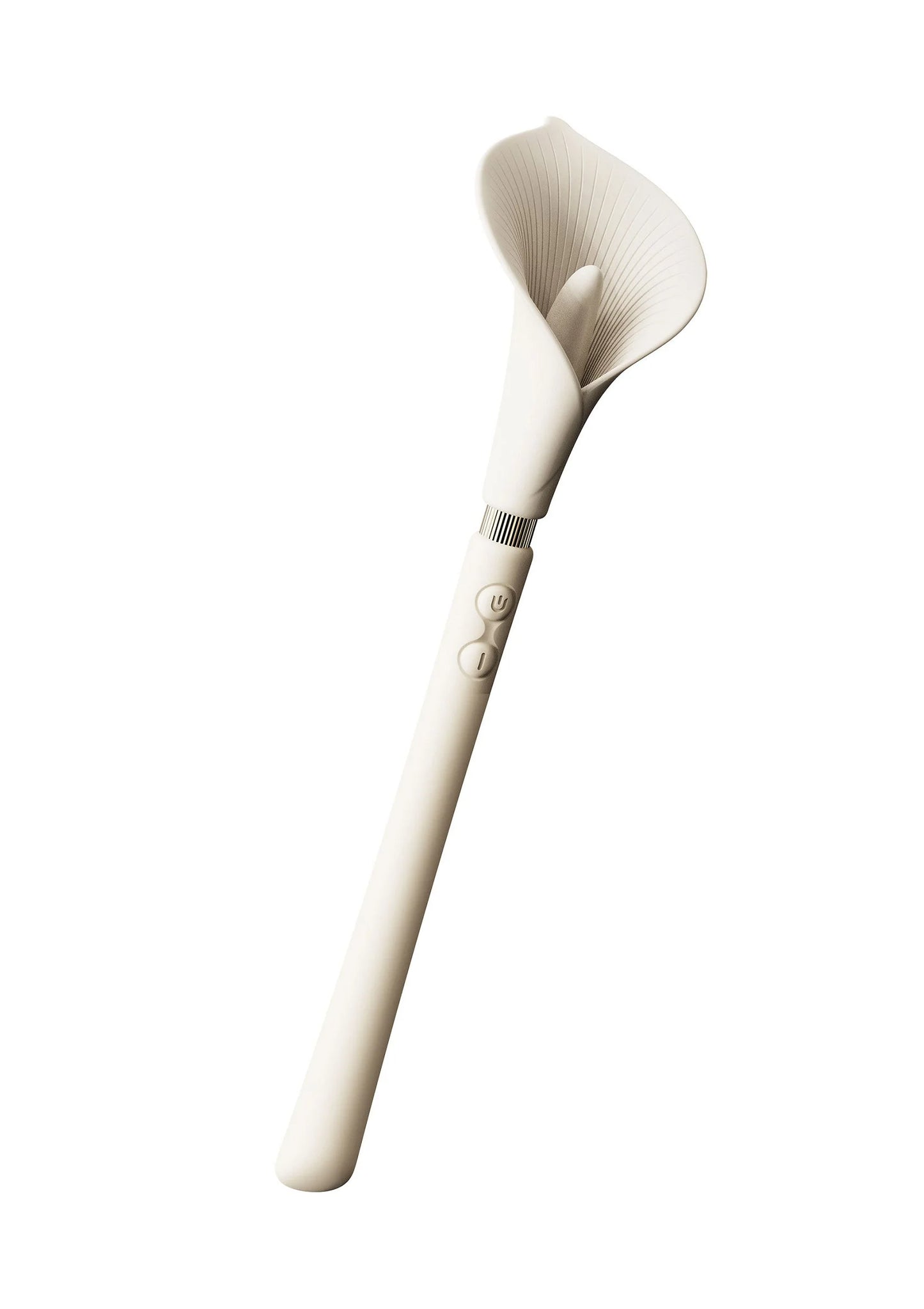 Witte Zalo vibrerende stimulator met brede Calla-kop en smalle handgreep
