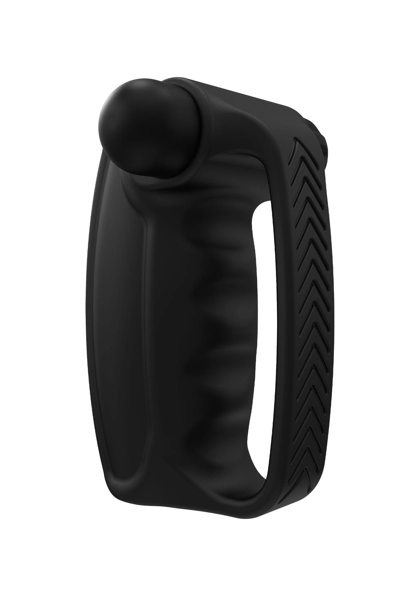 Bathmate handvibe-masturbator met geribbelde zijkant en ronde kop, zwart