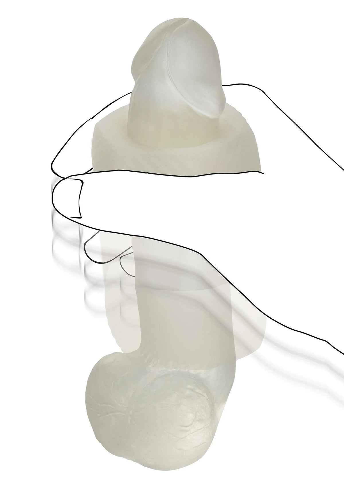 Lichtgroene siliconen cockring op model, met open ronde opening