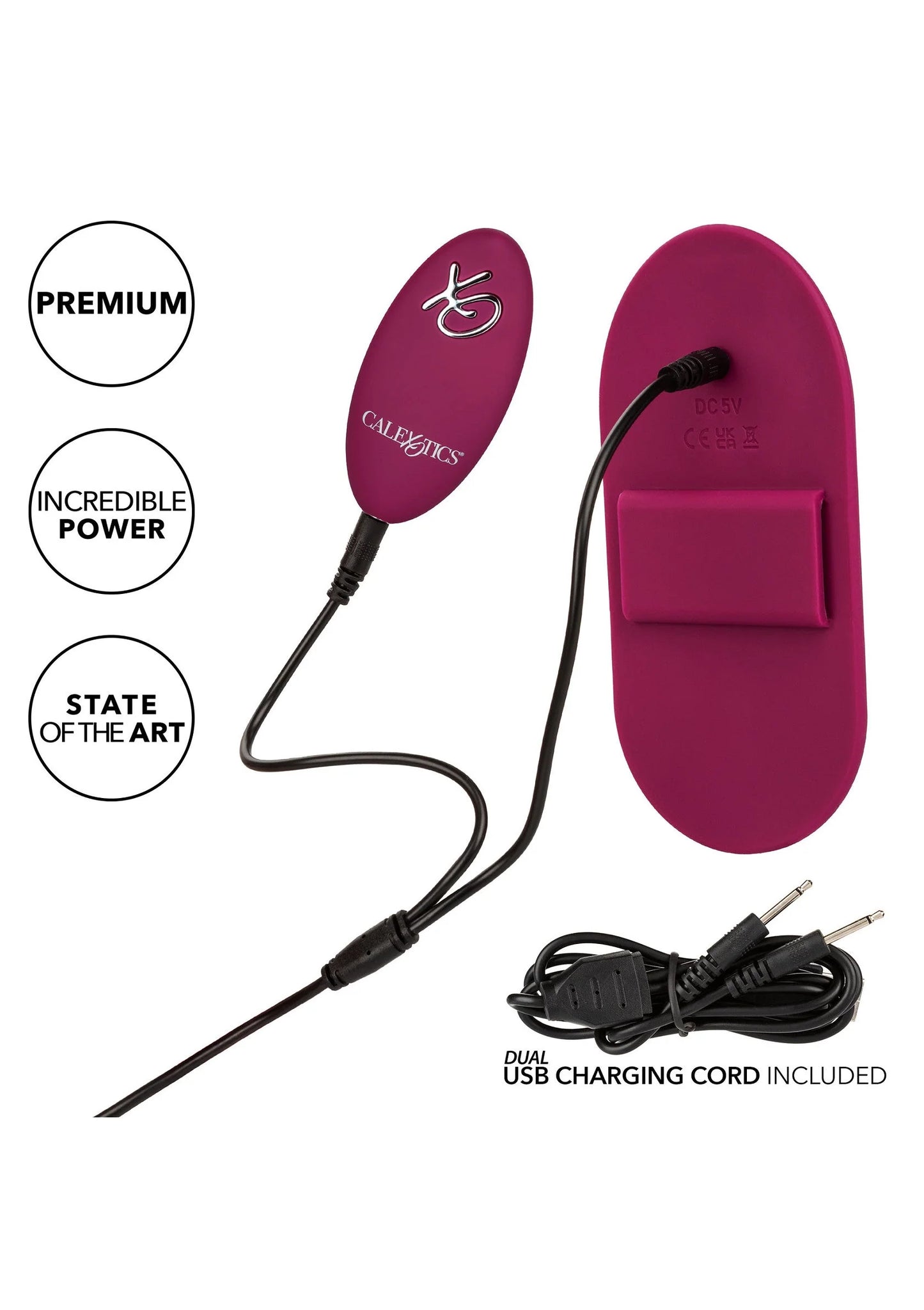 Paarse vibrerende grinder met snoeren en USB-oplaadkabel