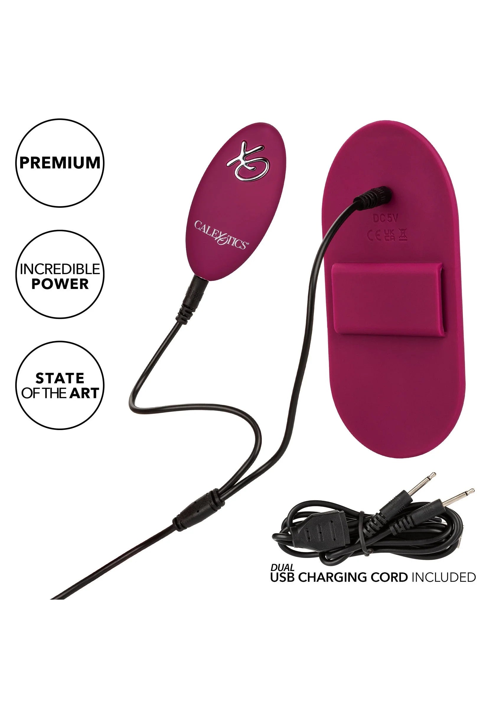 Paarse vibrerende grinder met snoeren en USB-oplaadkabel