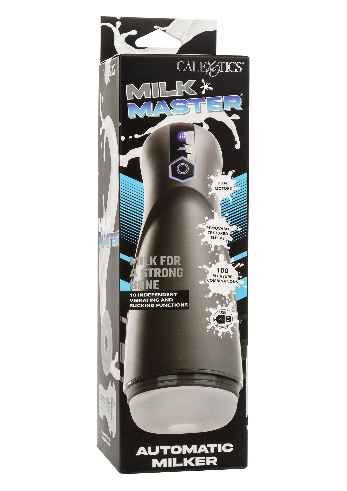 Verpakking van Milk Master Automatic Milker door CalExotics met automatisch melkzuigerontwerp