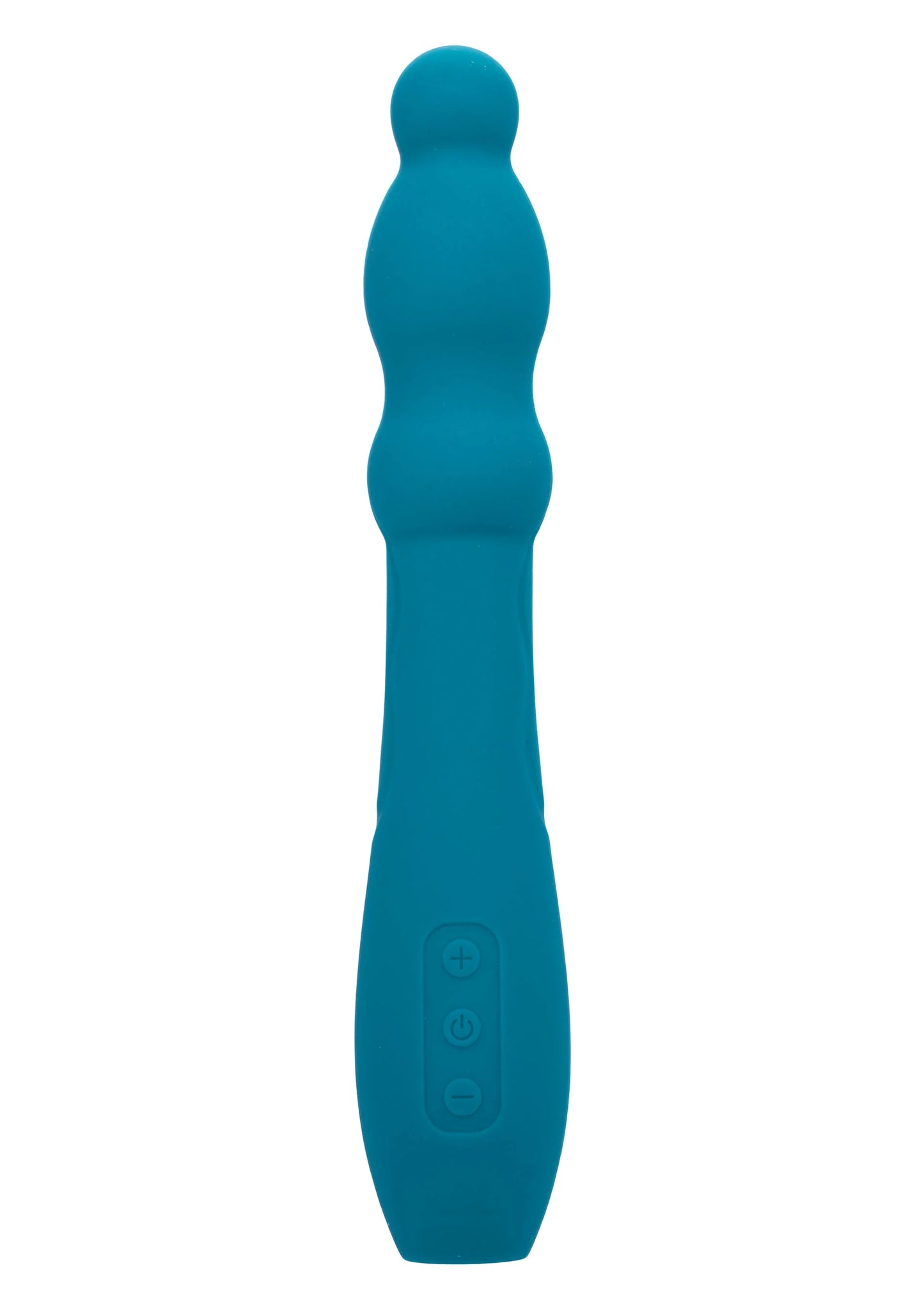 Glide Ripple-vibrator van CalExotics, turkooisblauw met bedieningsknoppen op handvat