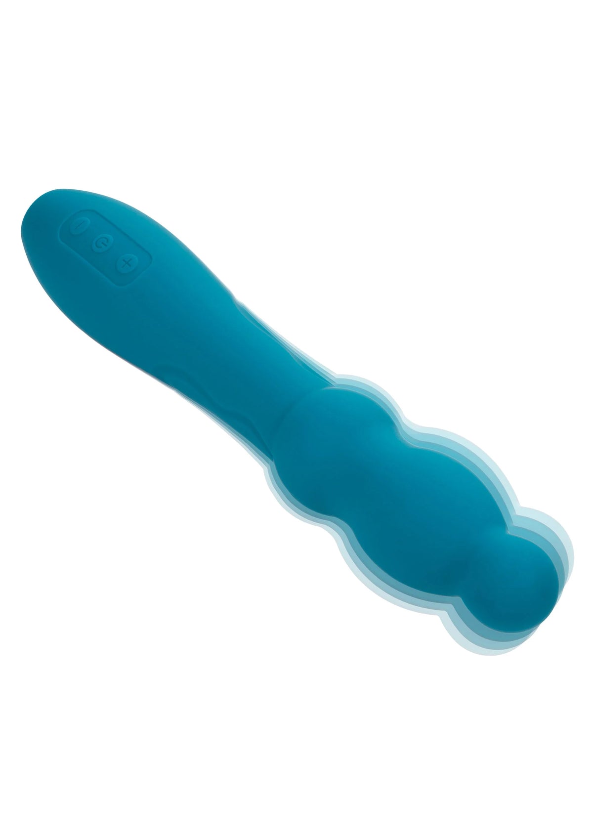 Glide Ripple-vibrator in turkooisblauw, close zijkant met golvende contour