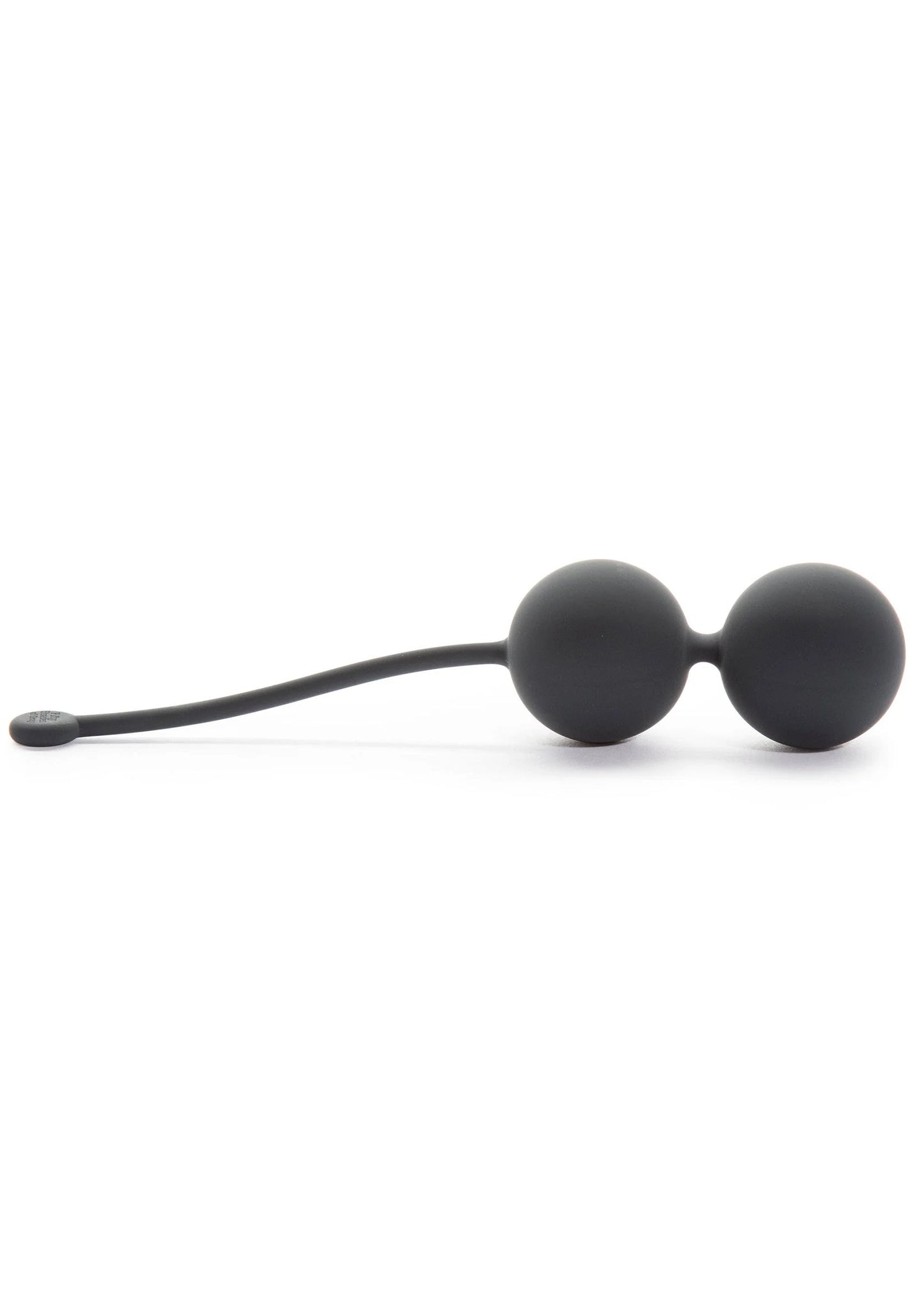 Siliconen jiggleballen met luskoord en twee ronde balletjes, donkergrijs.