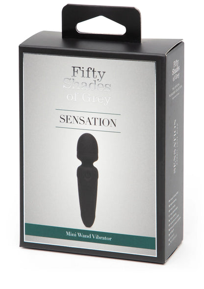 Productdoos mini wand vibrator met handgreepsilhouet en tekst op de voorkant