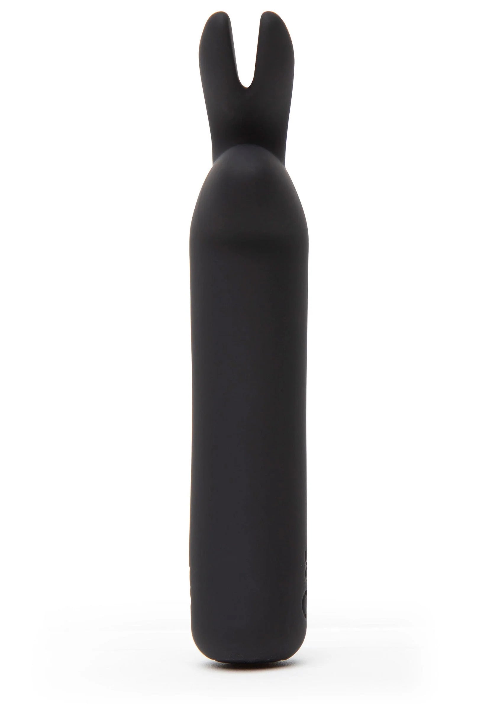 Zwarte bullet vibrator met konijnoren, recht van voren