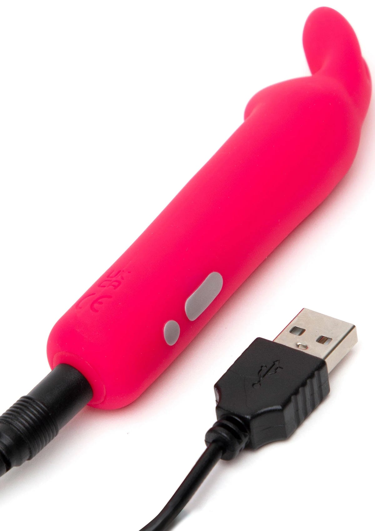 Konijnenoortjes bullet vibrator, felroze met laadkabel en twee ronde openingen